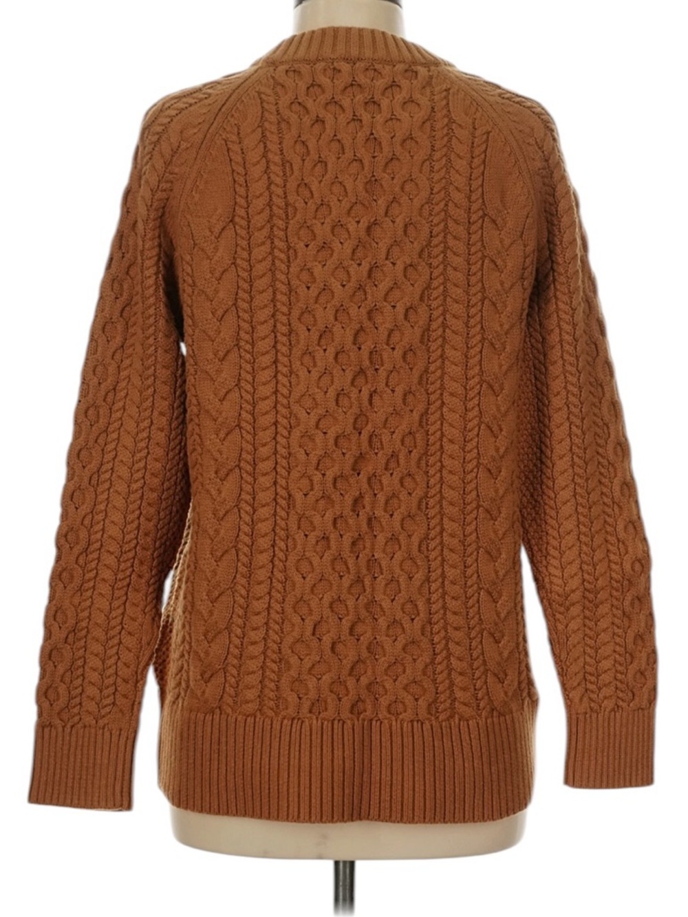 J. Crew Cable Knit Crewneck Sweater Size Medium Brown Relaxed Fit Fisherman NWT - Picture 3 of 9